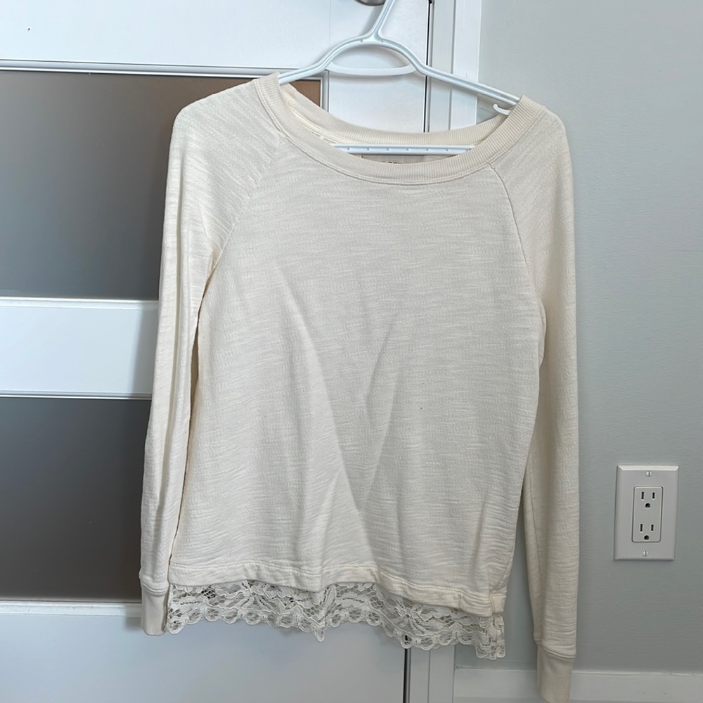 White Loft sweater with lace